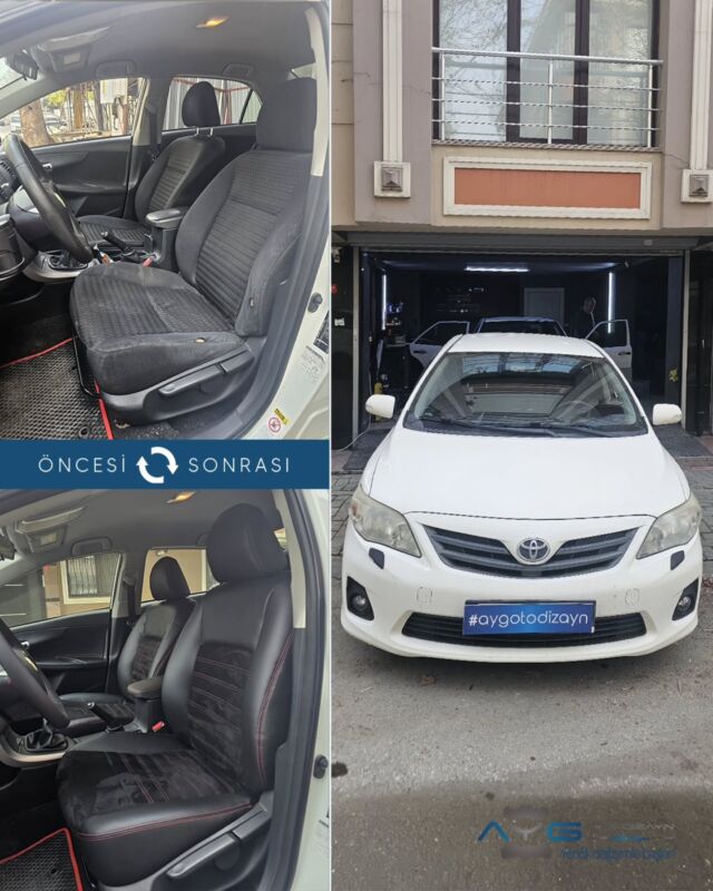 Toyota Corolla Öncesi - Sonrası
Araç sahibine iyi günlerde kullanmasını diliyoruz.🤗

✅Araçta yapılan işlemler:
➡️Koltuk Döşeme 
➡️Kapı Döşemesi Kaplama
➡️Direksiyon Kaplama

💰Fiyat almak için; 0534 968 60 07
Yenilik değişimle başlar!
_______________________________________________
🚘 Ayg Oto Dizayn - Profesyonel Oto Deri Döşeme
🌎www.aygotodizayn.live
☎ 0534 968 6007
🏢Ambarlı Mah. Balaban Cad.No:21/A Avcılar/İstanbul