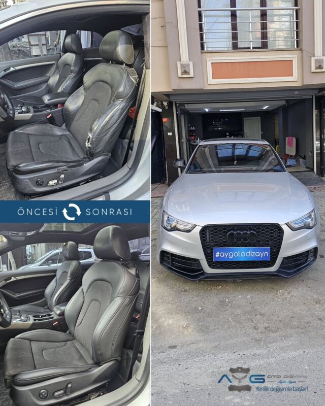 Audi A5 Öncesi - Sonrası
Araç sahibine iyi günlerde kullanmasını diliyoruz.🤗

✅Araçta yapılan işlemler:
➡️Ön İki Koltuk Döşeme (Deri Kısım)
➡️Plastik Aksam Boyama

💰Fiyat almak için; 0534 968 60 07
Yenilik değişimle başlar!
_______________________________________________
🚘 Ayg Oto Dizayn - Profesyonel Oto Deri Döşeme
🌎www.aygotodizayn.live
☎ 0534 968 6007
🏢Ambarlı Mah. Balaban Cad.No:21/A Avcılar/İstanbul